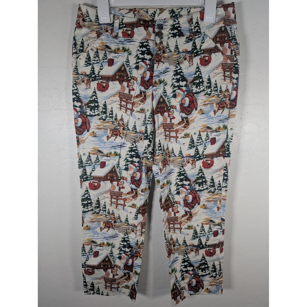 Loudmouth Pants Womens‎ 6 Multicolor Santa North Pole Christmas Golf Capri